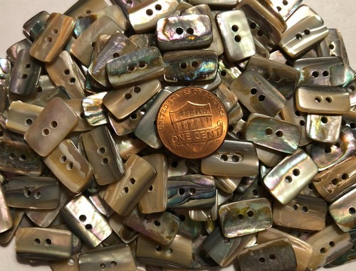 8 PC ONLY Rectangle Iridescent Abalone Shell Buttons 15mm Almost 5/8" Long 11681 - Picture 1 of 5