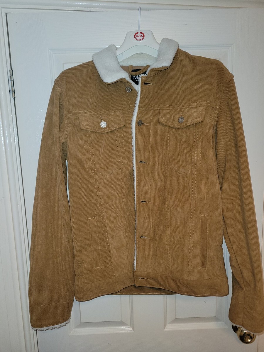 Boohoo Cord Sherpa Jacket Brown Size M-Medium 38-40 1/2 UK