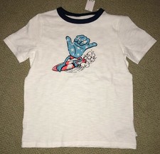 NWT GAP KIDS Shirt Hang Loose Hand Surf Boys XS 4-5 White ringer Tee Surfboard