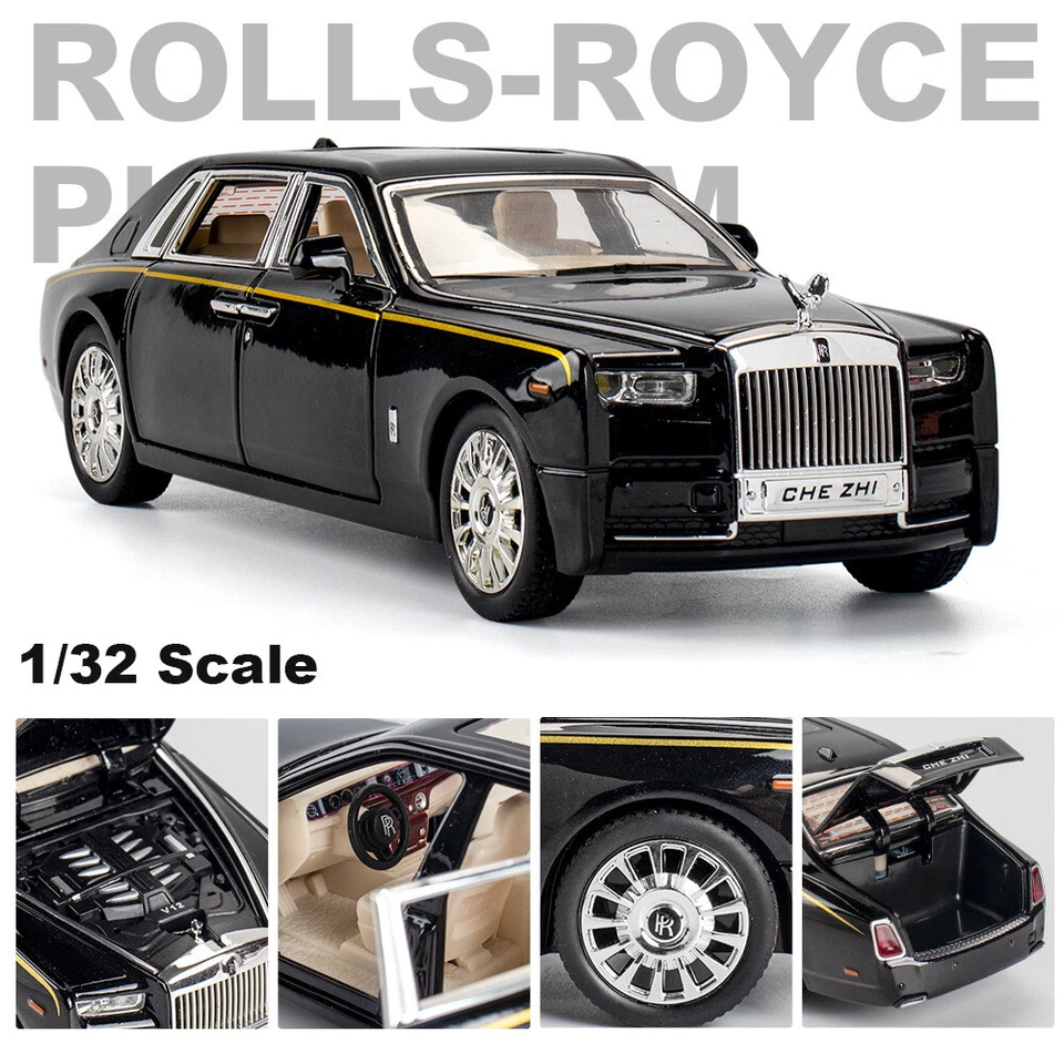 1/32 Scale Rolls-Royce Phantom Diecast Model Car Toy Collection Sound Light Gift - Image 2 of 4