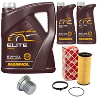 MotoröL Set Mannol 5W40 7 Liter + ÖLfilter + Schraube FüR Audi A4 A5 3.0 S4 S5