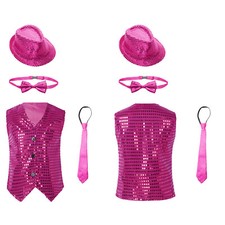 Kids Boys Costume Shiny Waistcoat Sequin Waistcoat Outfits Choir Dancewear Party