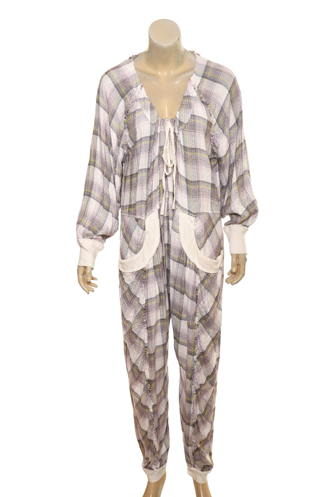 Free people Fallin For Flannel Romper S P Women Casual Plaid Jumpsuit NEW 42122