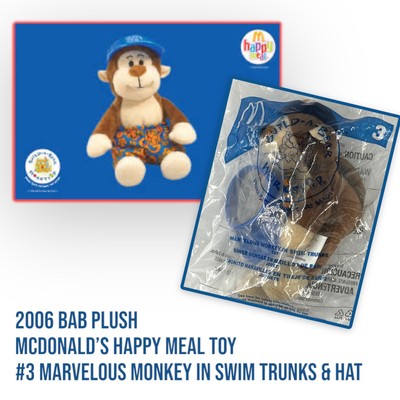 2006 McDonalds Build-A-Bear BAB MARVELOUS MONKEY in Swim Trunks Plush Toy #3 VTG