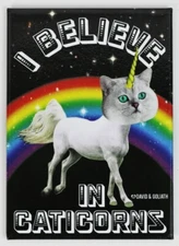 I Believe in Caticorns FRIDGE MAGNET Cat Humor Funny Godzilla Cat G23