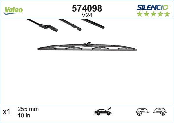 Valeo Wischblatt Scheibenwischer Silencio Conventional Single 574098 FüR CV-image