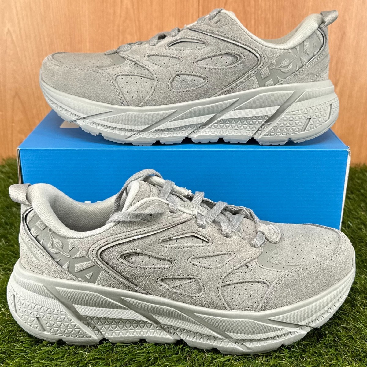 HOKA Clifton L Suede Limestone Lifestyle Shoes 1122571-LLTN Men's