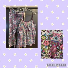 Vintage Y2K Nick And Nora Owl 2 Piece Pajama Set Tank Pants Owl Medium