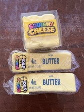 2 Squishy Soft Butter Stick And 1 Squishy Cheese Fidget Toy Decompression Toy