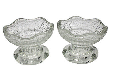 Anchor Hocking Large Clear Pebble Glass Embossed Candle Holders Set of 2