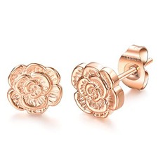 Implant Grade G23 Titanium Stud Earrings for Sensitive Ears Rose Gold ROSE