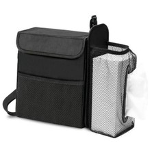 Car Trash Can with Tissue Holder Detachable, Leakproof Black