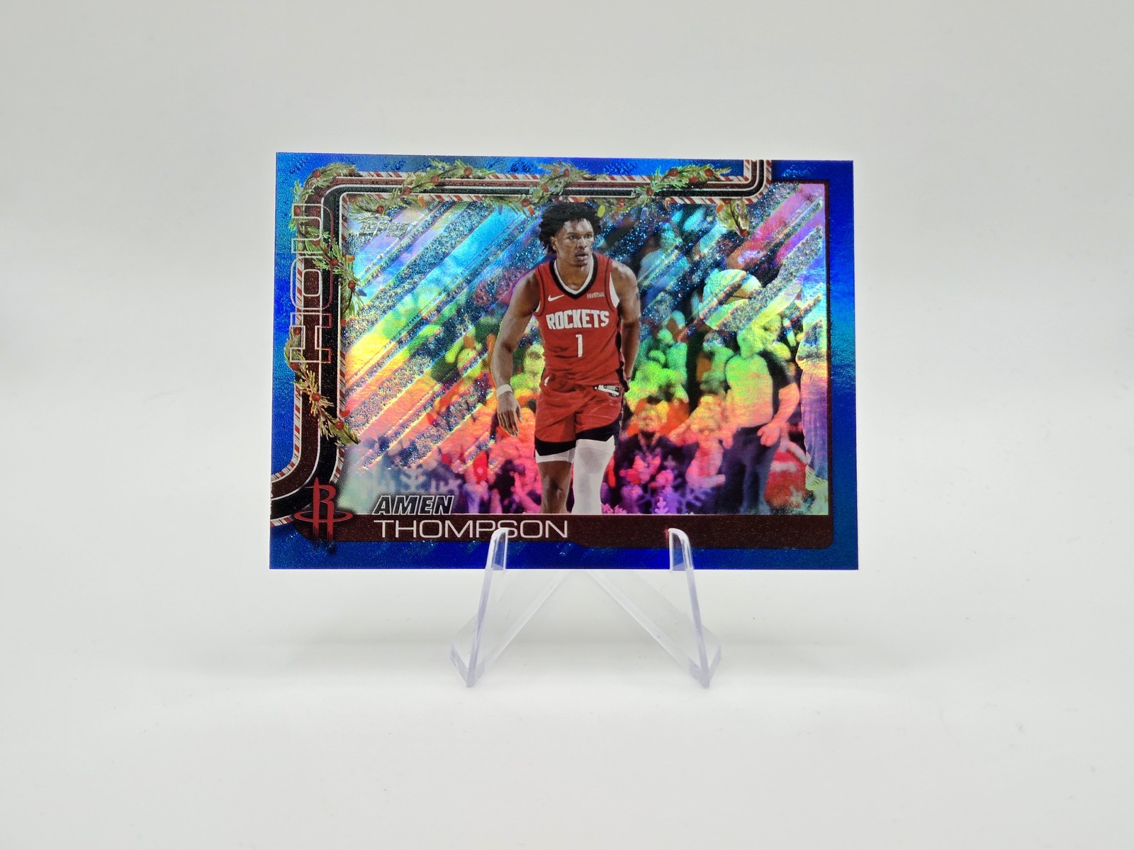 Amen Thompson 2025-26 Topps Holiday Blue Metallic Glitter SP #H141