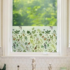 Window Film Roll, Botanical Flower Pattern, Frosted Privacy Film