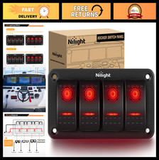 4 Gang Rocker Switch Panel 5Pin On/Off Toggle for 12V 24V Automotive Marine RVs