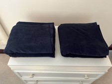MADE.COM Selky Corduroy Eyelet Pair of Curtains, 140 x 260cm, Navy Blue