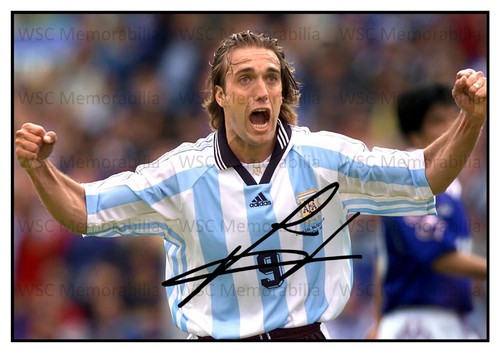 12526. Gabriel Batistuta Signed Pictures A4 Prints Argentina Fiorentina Roma etc