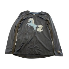 Kerrits Kids M KwickWarm Long Sleeve Equestrian Riding Top Horse Graphic Navy
