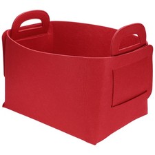 Felt Storage Bin, 14.2x9.8x9" Felt Storage Box with Handles, Red