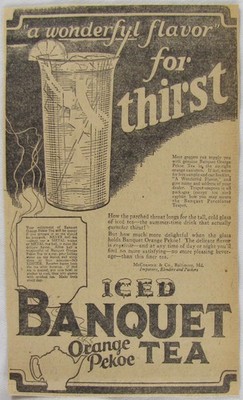 Vintage 1925 McCormick BANQUET Iced Tea Newspaper Print Ad