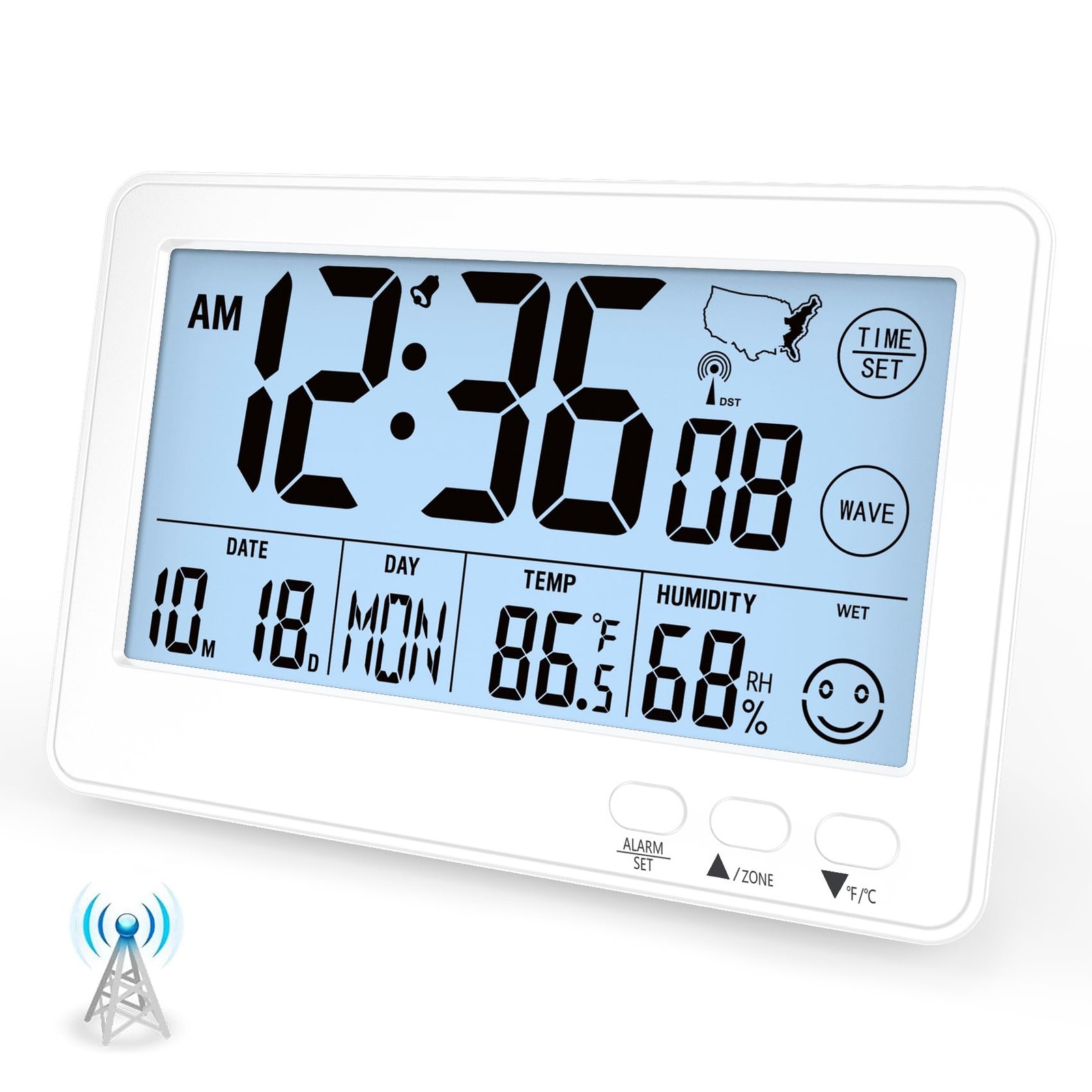 Small Desk Atomic Alarm Clock for Bedroom, Self Calibrating Time and Date Clock photo Small Desk Atomic Alarm Clock for Bedroom, Self Calibrating Time and Date Clock featured image