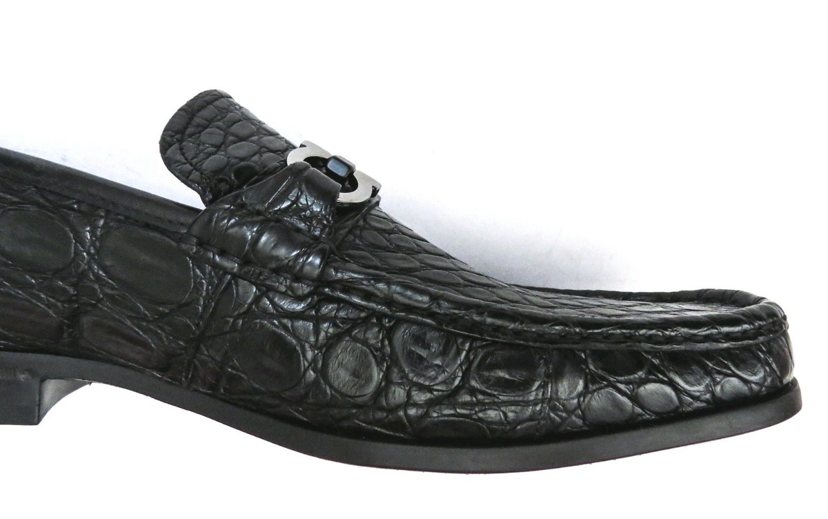 $2,200 RARE Ferragamo’s Genuine Alligator Loafers Black 11.5 EE Made in Italy DSC01357.jpg?crop=center&  main image 2