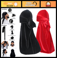 Velvet Durag for Waves - 2 Pack Soft Durags for Men  Women, Stylish Headwraps
