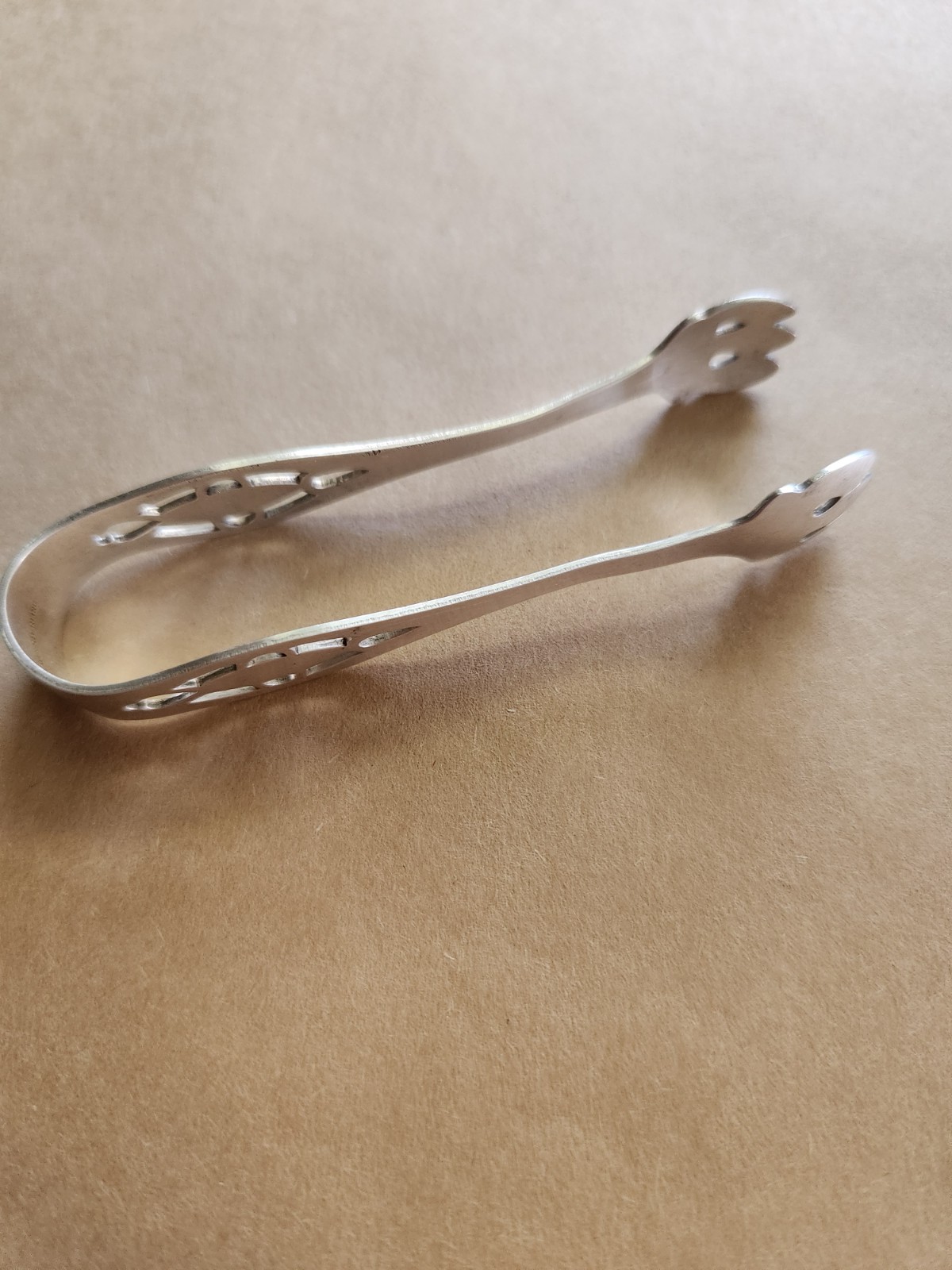 Vintage Web Sterling Silver Sugar Tongs Pierced Handles Ornate Design
