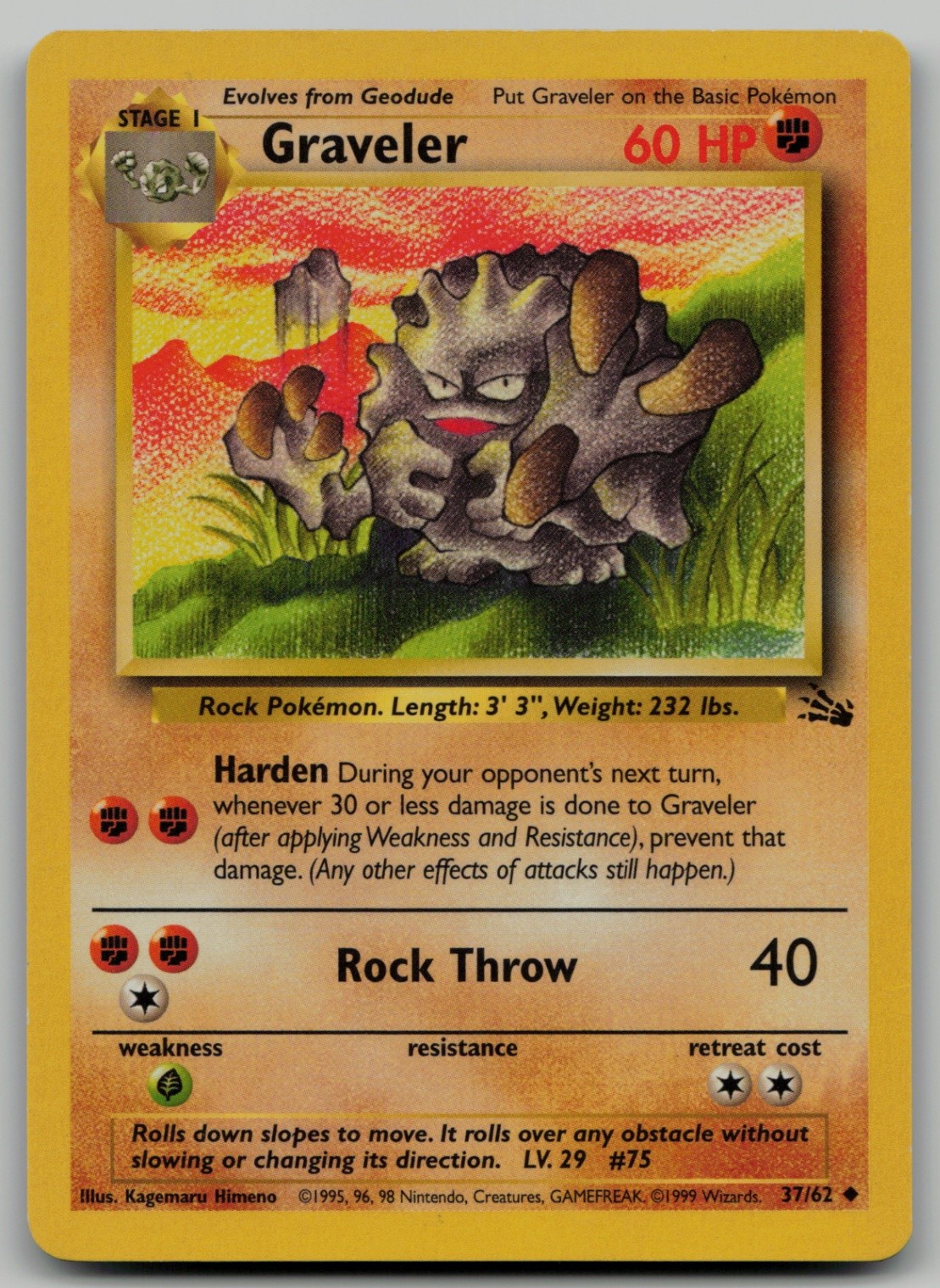 Graveler Uncommon Fossil 37/62 NM