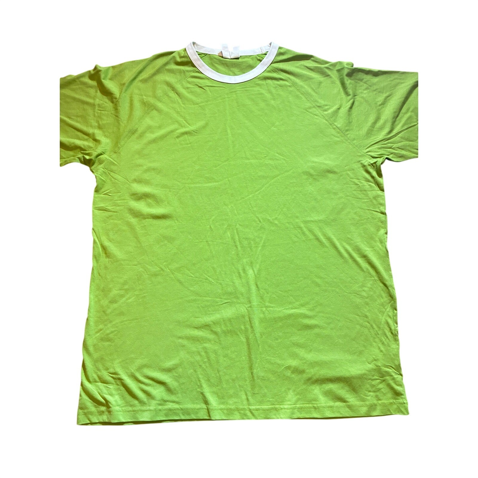 Clique Playlist Tee Mens XL Lime Green White Ringer Raglan Cotton T-Shirt