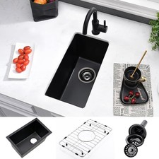 12 Black Bar Sink Undermount Rv Kitchen Sink Small Quartz Composite... Fast Ship