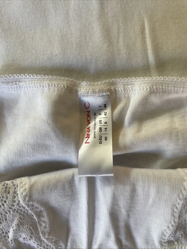Nina von C 2 Teiliges Unterwäsche Set Hemd und Slip mit Spitze Weiß Größe 40 - Bild 4 von 4