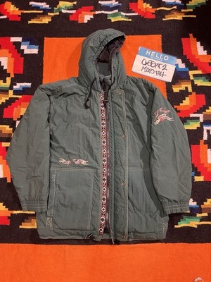 Vintage 90s Rusty Puffer Hooded Snowboard Ski Jacket Tribal Size L