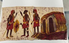 Vintage Wax Batik Fabric Panel African Hand-Painted Wall Hanging Decor Art