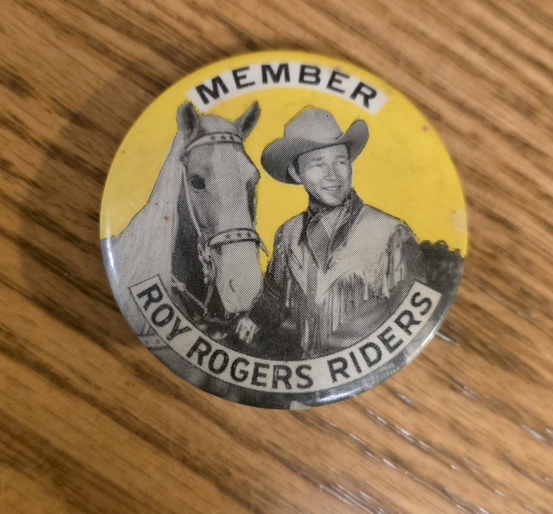 Roy Rogers Riders Member Pinback Button w/ Horse, Celebrities Theme