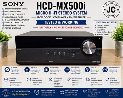 Sony HCD-MX500i Micro Hi-Fi Stereo System iPod Dock CD Player Tested Works