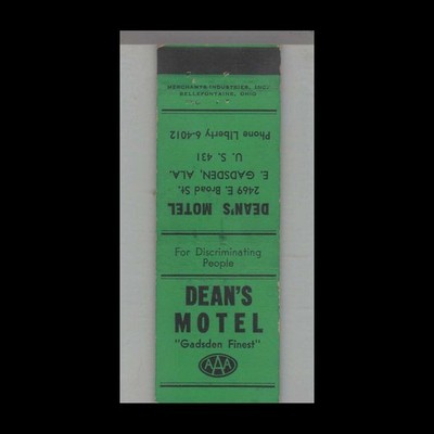Matchbook Cover - 1930's Merchant MM - Dean's Motel Gadsden, AL