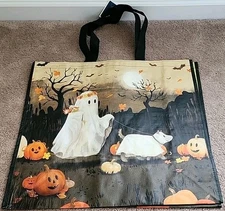 Marshalls- Cute Ghost Walking A Ghost Dog - Large Reusable Shopping Tote Eco Bag
