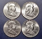 Lot of (4) Choice BU 1962-D Franklin Half Dollars