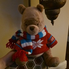 Disney Store Winnie the Pooh Plush Bear Winter Sweater Scarf Franchise