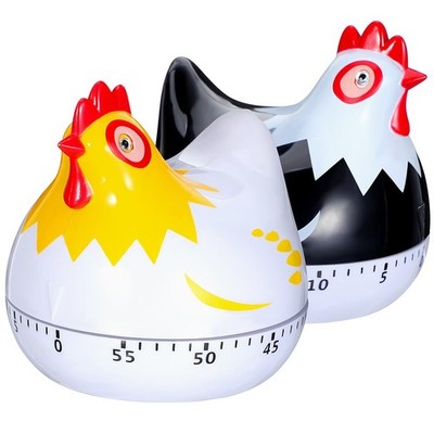 2Pcs Mechanical-Kitchen-Chicken Egg Timer for Cooking Hen 6.7x6.5cm, White 