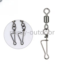 100PCS Fishing Ball Bearing Rolling Swivel Coastlock Snap Connector Size 8#-1/0