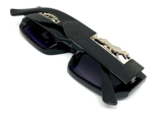 Futuristic Modern Contemporary Retro Party Club Raver DJ SUN GLASSES Black Frame - Picture 6 of 6