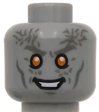 Lego New Light Bluish Gray Minifig Head Alien White Teeth Monster Skull