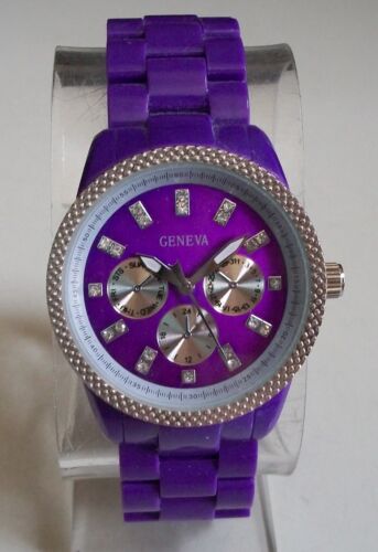 Purple & Silver Finish Fashion Women's Boyfriend Casual Wear Watch