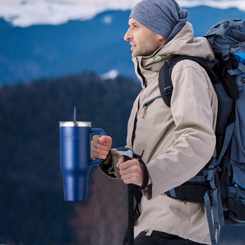 40 oz Insulated Water Bottle Stainless Steel Coffee Cup Handheld Blue - Picture 8 of 11
