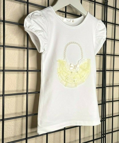 NEW NWT White/Yellow LACE PURSE CUTE PLUSH Top/Shirt Sz 2/3Y, 4Y, 5Y, 6Y or 6X - Picture 3 of 11