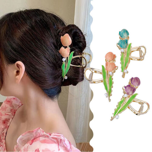 Women Bell Orchid Flower Hair Claw Elegant Tulip Claws Ponytail Hair  Accessories | eBay