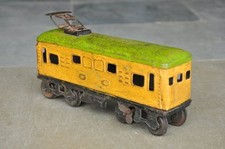 Vintage Wind Up Fine Yellow Green Litho Train Toy , Collectible
