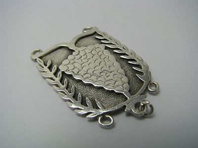 STERLING SILVER PENDANT AMULET FOB ''GRAPE & WHEAT'' Samuel Hizme c1950s Rare Mark